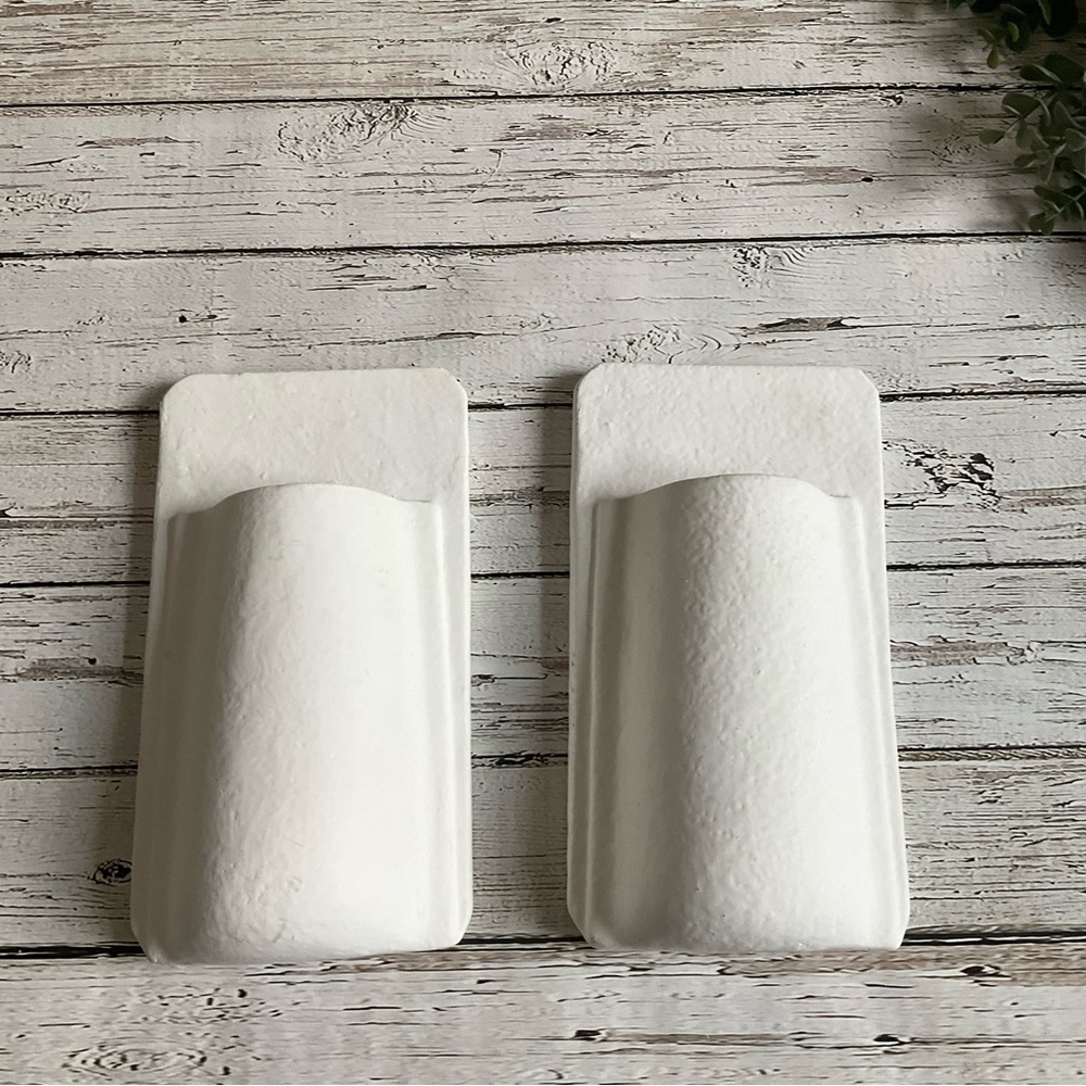 Ceramic Handmade Planter Set Bohemian Wall Mounted White